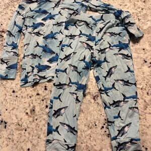 Posh Peanut Shark Print Kids Pajama Set - Light Blue 18-24m